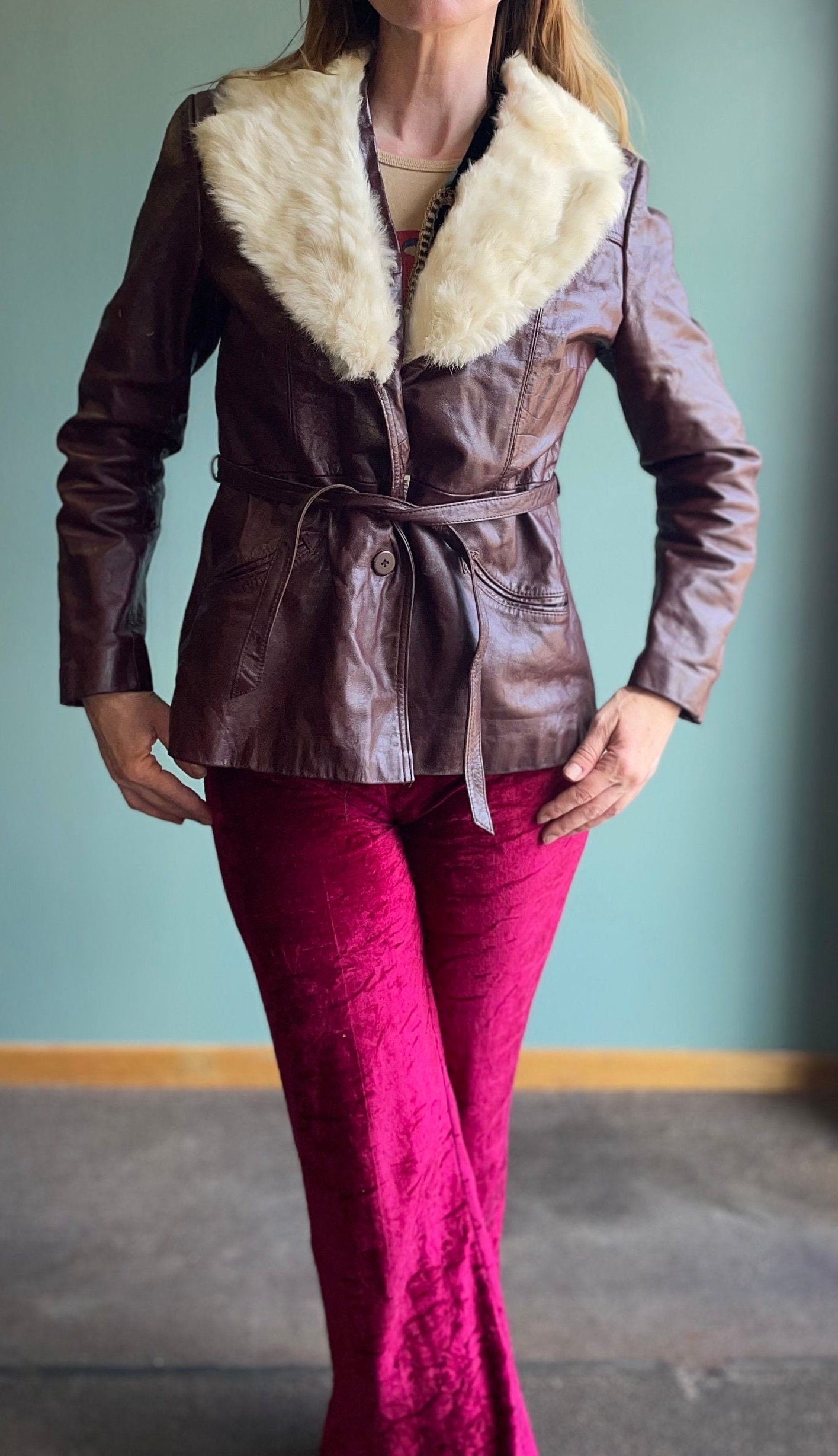 Vtg 70s OXBLOOD LEATHER JACKET // Vintage Womens Medium