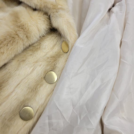 Vintage 60s Faux Fur Hooded Coat: Shaggy Beige Pile, Women's