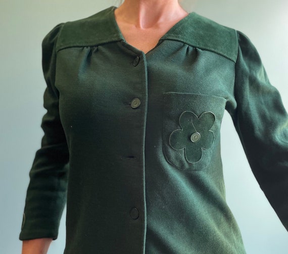 Vintage 70s Suede Patchwork Blazer: Green Flower … - image 7