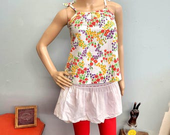 vtg 70s FLORAL TIE TANK, Flowy hippie mod summer spring top