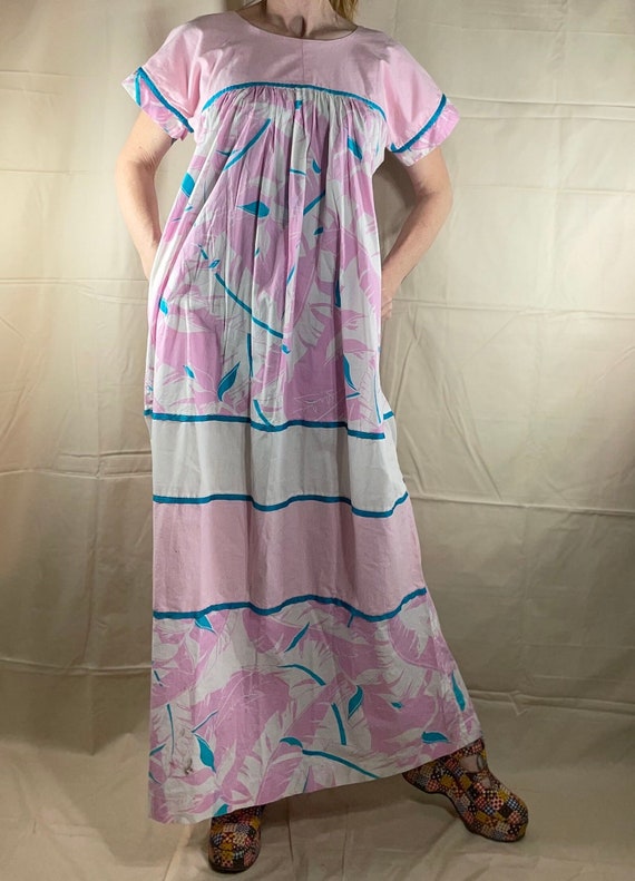 SALE! Vintage 70s pink & blue beach dress / Hilda… - image 7