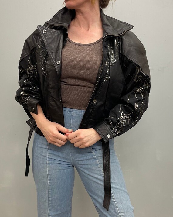 ジャケット・アウター vintage lether cropped studs down jacket Vintage Cropped Leather Jacket – Hazy Vintage