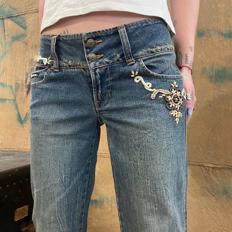 Vintage Embroidered Slim-Fit Jeans