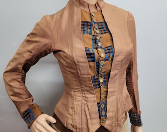 vtg 1800s Women’s Blouse RARE Plaid Riding Blouse Jacket