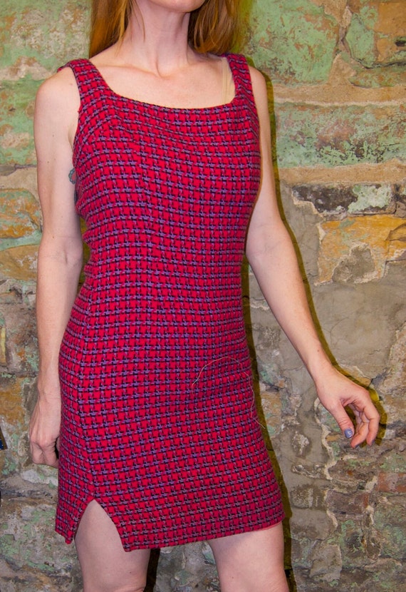 SALE! Vintage 1980s HOT PINK Houndstooth Checkere… - image 6