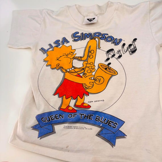 Vtg 90s LISA SIMPSON T-shirt, Rare Simpsons TV Baby Tee, Queen of
