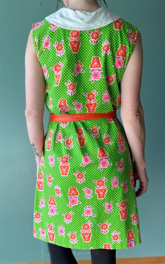 Vintage 1960s Flower Power Dress / Mod Pointy Col… - image 7