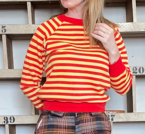 Vintage 70s striped cotton sweatshirt Mcdonalds c… - image 7