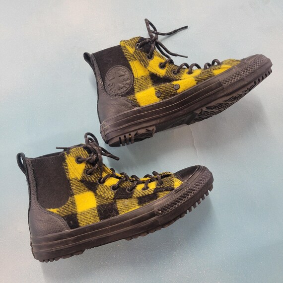 Vtg Y2k FUZZY PLAID CONVERSE Woolrich Vintage Clueless Yellow Plaid Chuck Taylor All Stars Flannel High Top Lace up Sneakers Retro Etsy