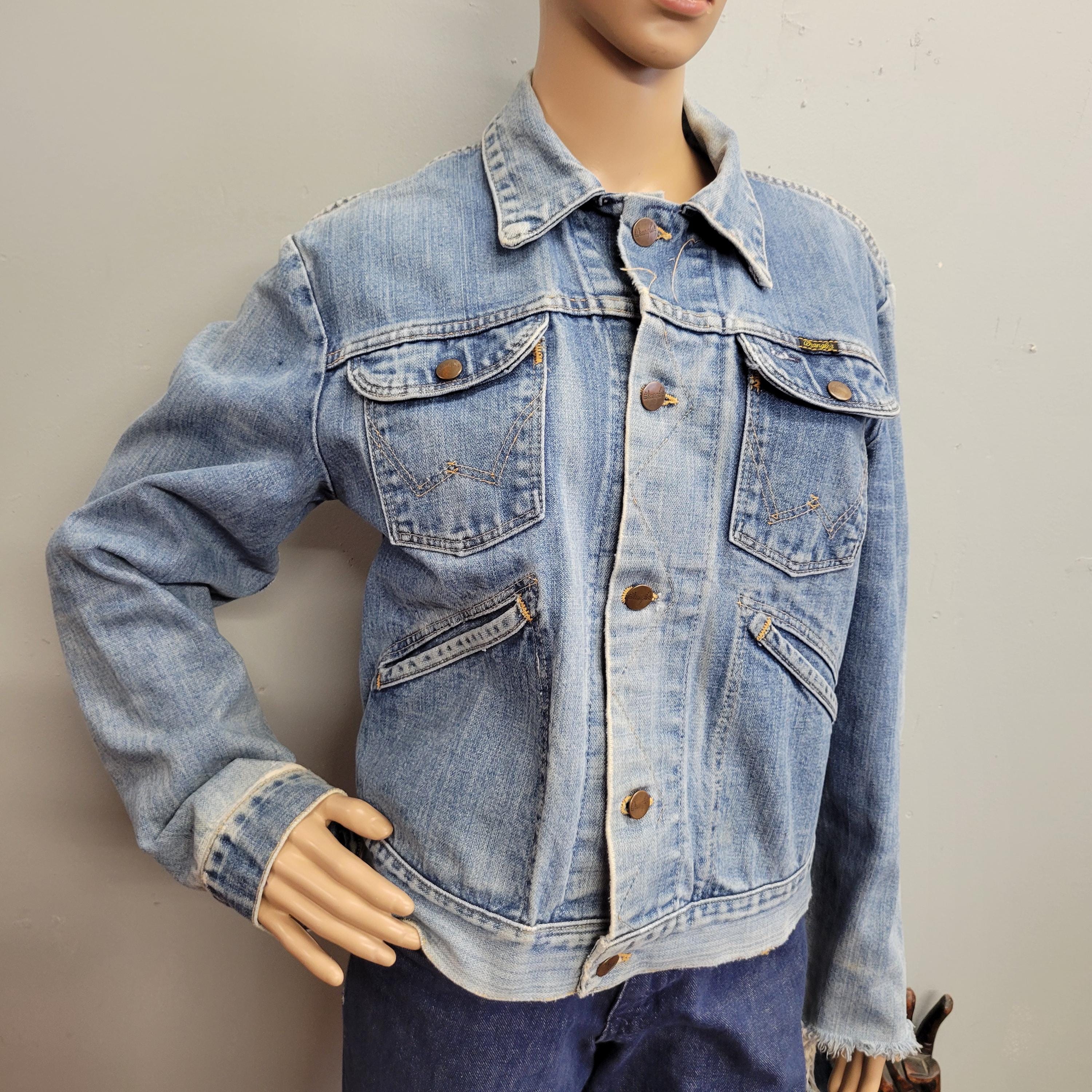 Vtg 70s Wrangler Jean Jacket, Painted Flowers Denim Spring Style