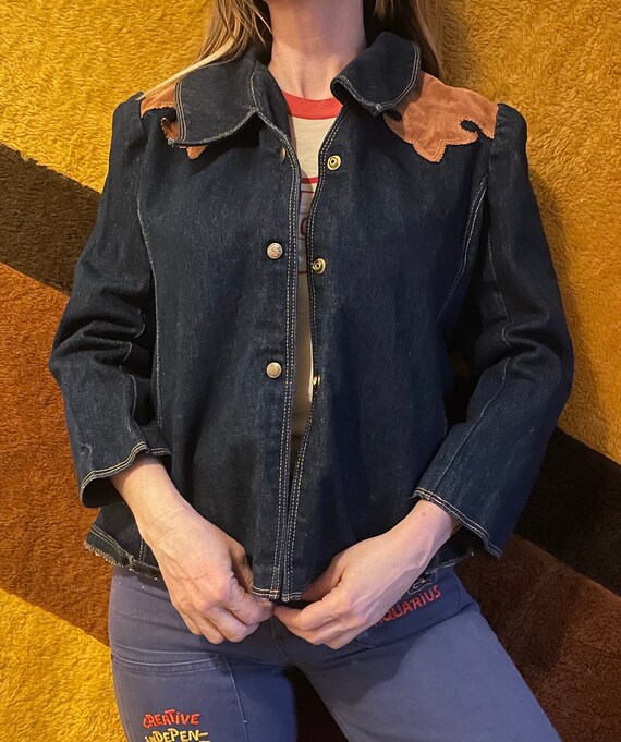 Vtg 70s SUEDE WESTERN DEMIN Jacket Western Country Style Blazer Brown Shoulders Pointy Collar Fitted Cropped Jean Country Pop Rock Star Etsy Canada