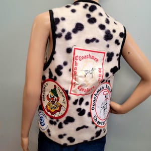 vtg 70s DALMATION VEST,  homemade dog show faux fur patchwork