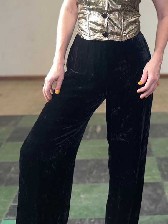 Vintage 90s Rena Rowan Velvet Pants / Black Velve… - image 9