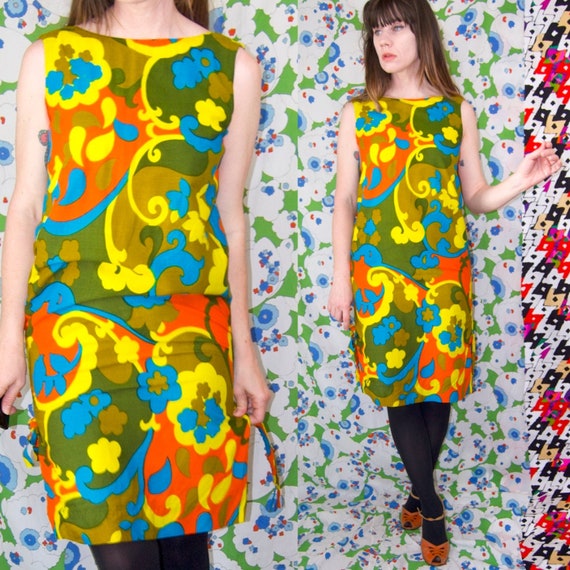 Vintage 1960's NEON Psychedelic Tropical Hawaiian