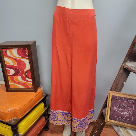Vintage 1930s Beach Pajamas: Rayon Palazzos, Oran… - image 3