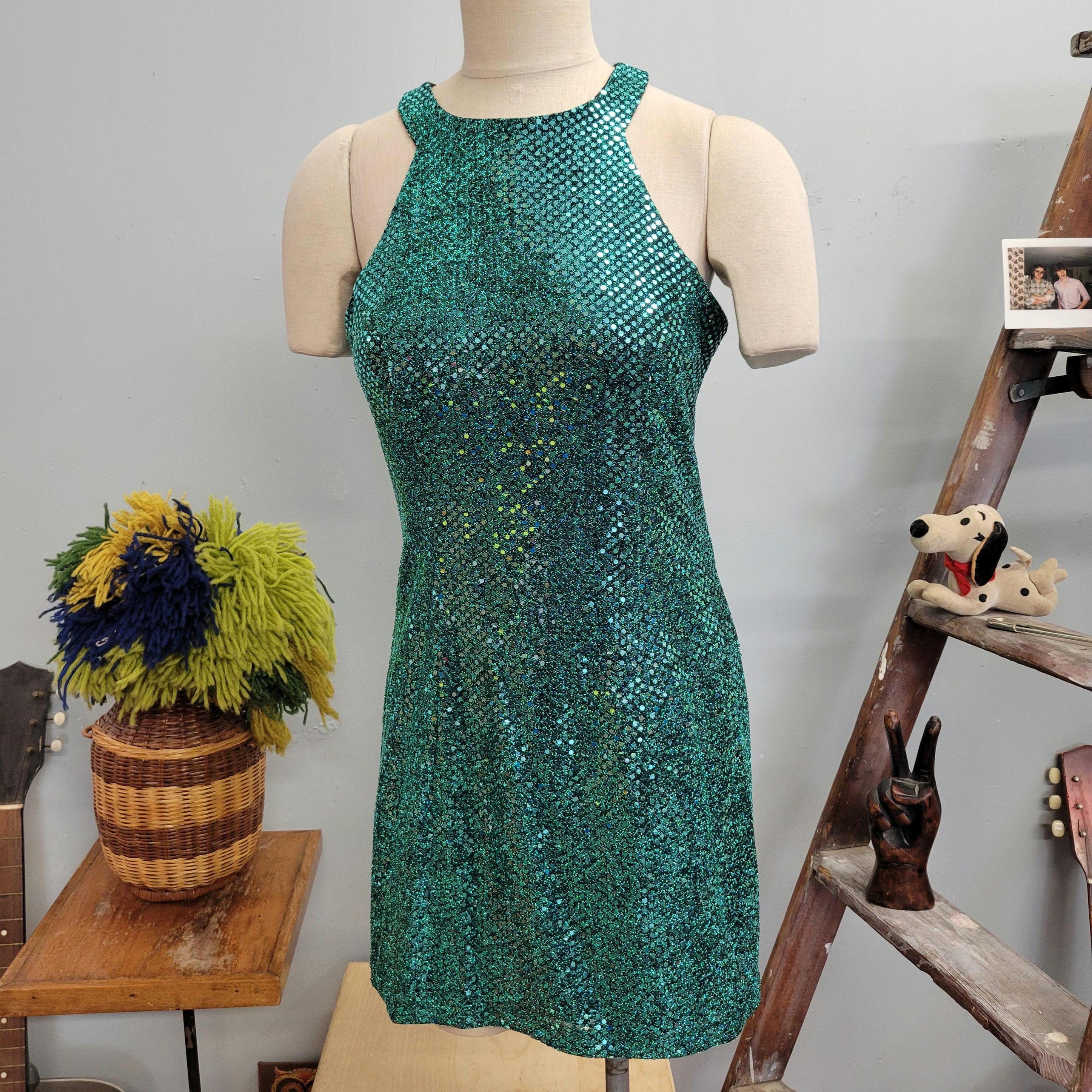 vtg 90s Sequined Mini Dress: Vintage All That Jazz Beaded Festive Sparkly Holiday New Years Cocktail Party Dress