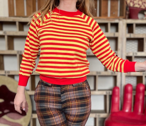 Vintage 70s striped cotton sweatshirt Mcdonalds c… - image 2