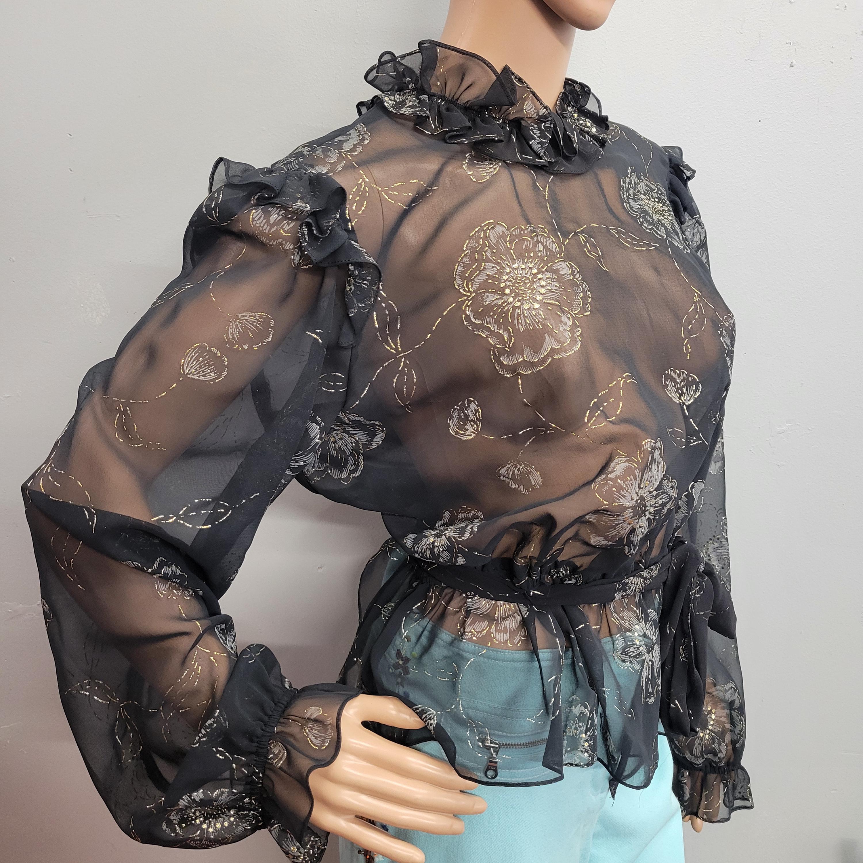 Gold Ruffled Blouse - Etsy
