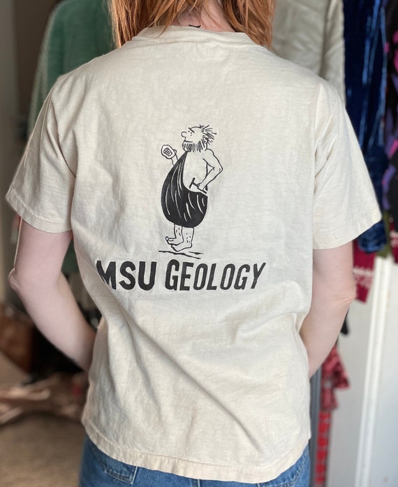 vtg 80s MSU Geology Shirt // Caveman Shirt // 80s 