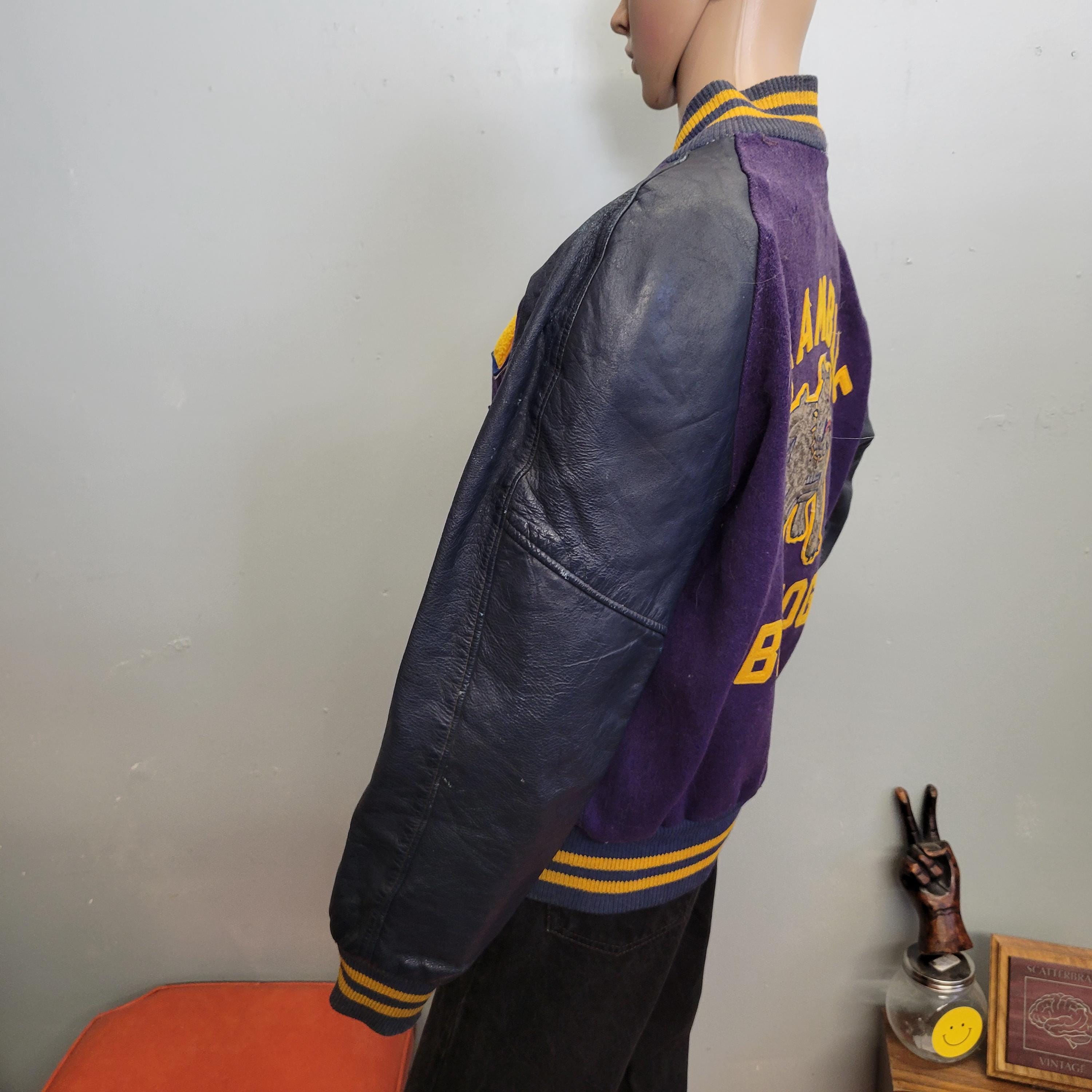 Vtg 1940s 50s Chainstitch BULLDOG JACKET : Vintage Purple Leather