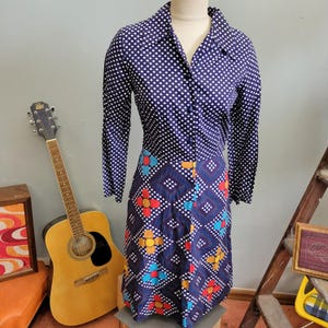 Vintage 60s Polka Dot Shift Dress: Flower Power Retro Mod Fashion
