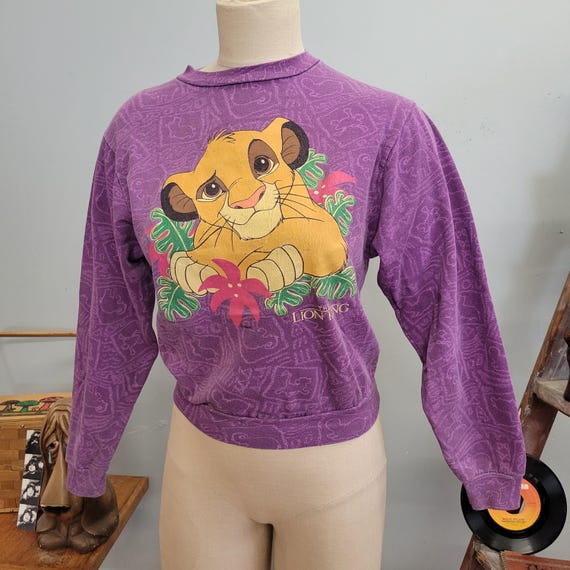 Vintage 90s Lion King Sweatshirt, Disney Simba Purple Pullover