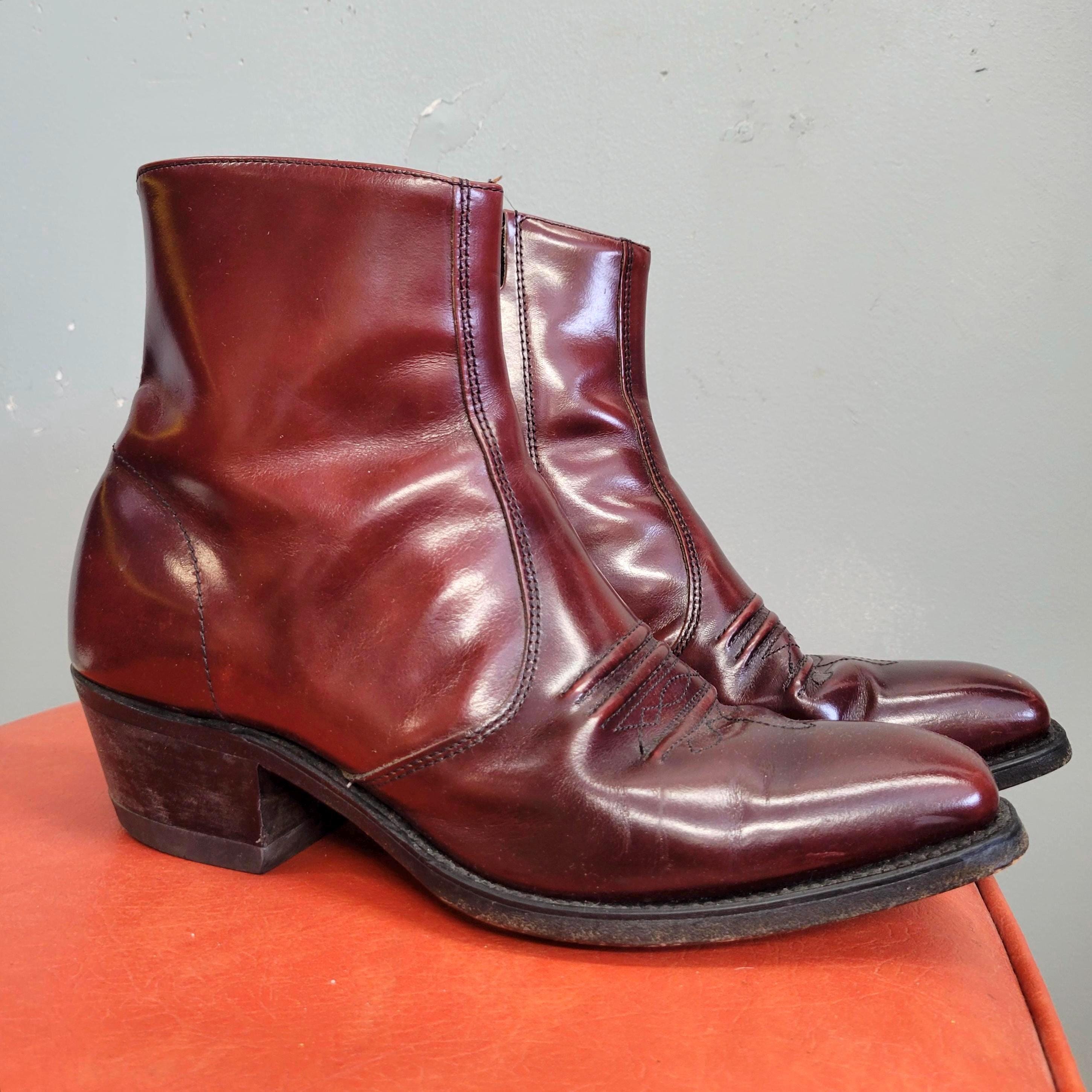 Vintage Mens Leather Boots, Vintage 60s 70s Beatle Boots, Rare, Ankle Vintage MEN main image 4