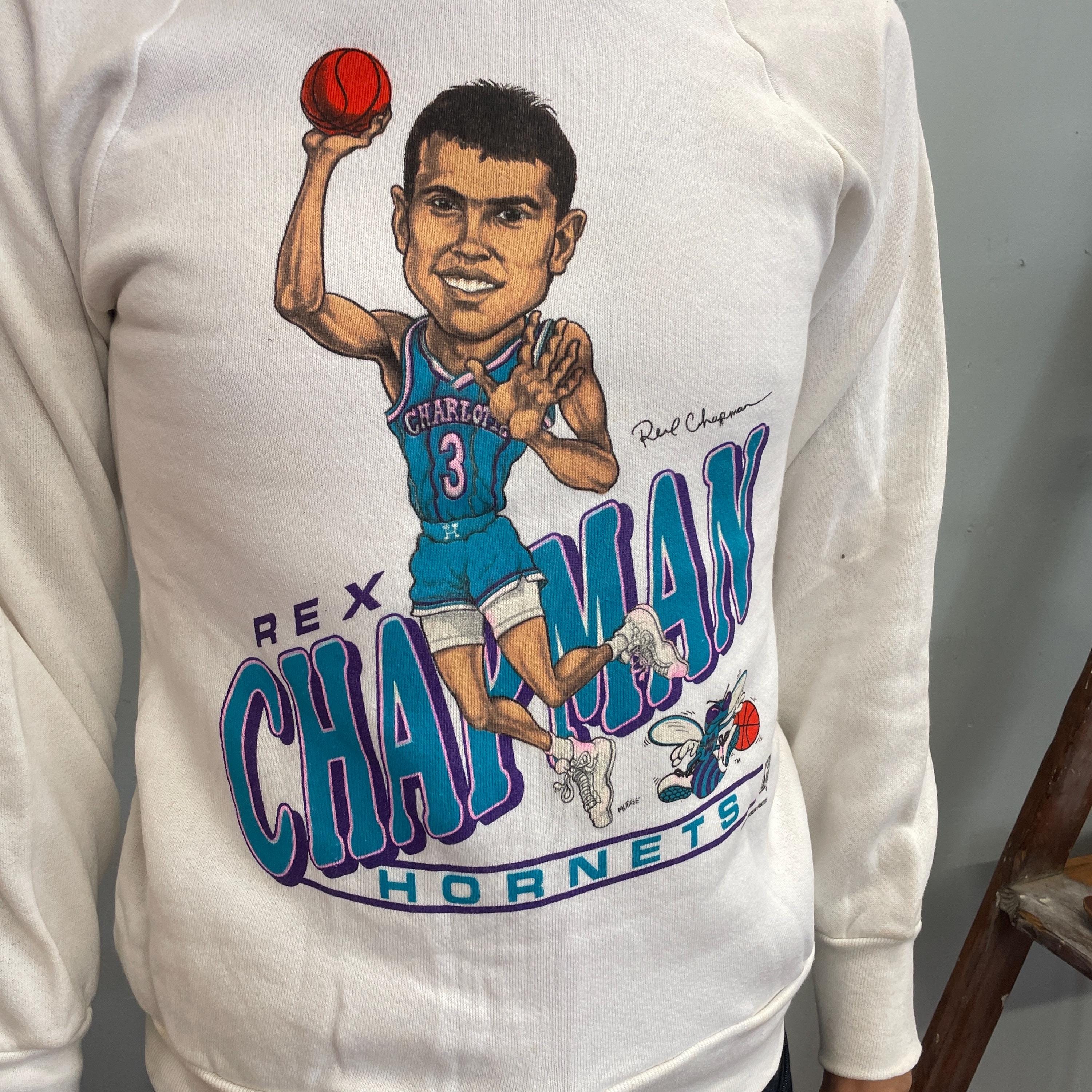 Vtg 80s REX CHAPMAN SWEATSHIRT Vintage Nba Charlotte Hornets North