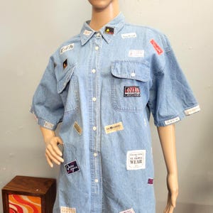 ヴィンテージ 90年代 パッチワーク デニム ブラウス、手作りのアメリカンシャツ