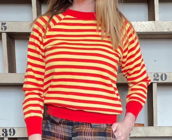 Vintage 70s striped cotton sweatshirt Mcdonalds c… - image 6