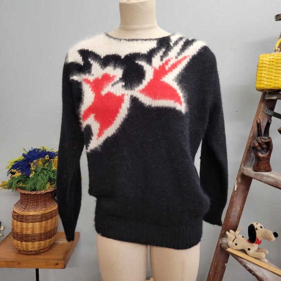 Vtg 80s ANGORA PELZ SWEATER // vintage annie großer großer wolle