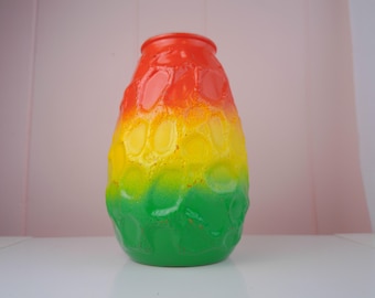 Jarrón de cristal vintage de los años 70 con diseño de citronela para fiestas tiki.