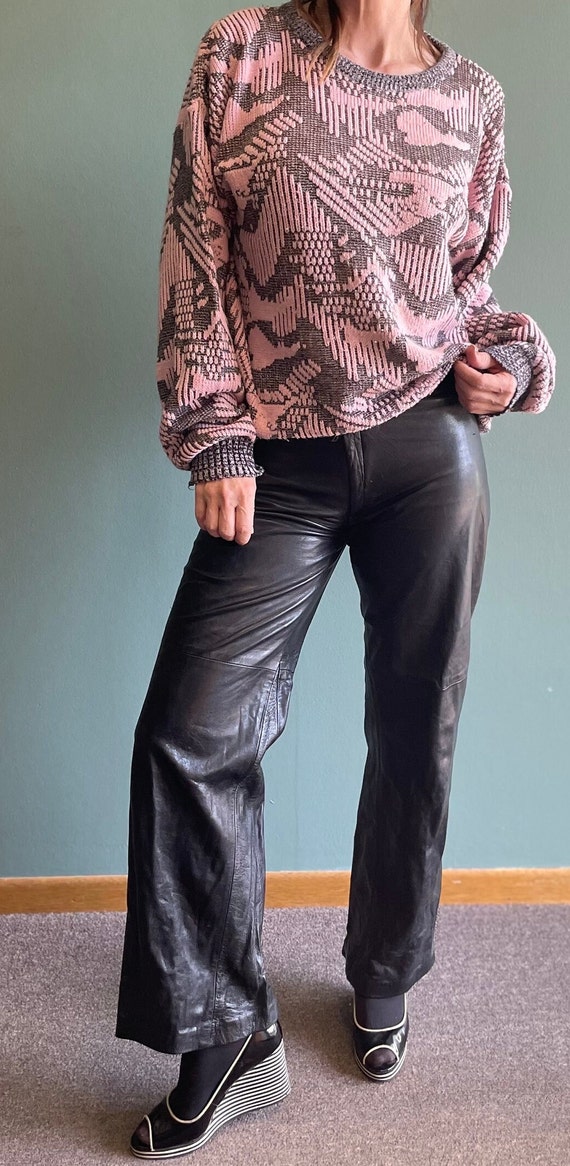 Vintage 90s Y2k Leather Pants / Avant Garde Black Lea… Gem