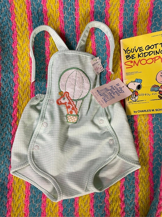 Vintage 80s Baby Giraffe Overalls New With Tags / 