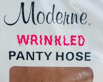 vtg 1960s Moderne TAN TONE Wrinkled Pantyhose, Irregulars OSFA
