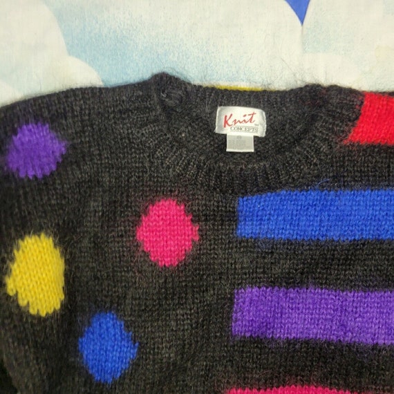 Vintage 80s Traffic Light Mohair Sweater // 90s R… - image 2