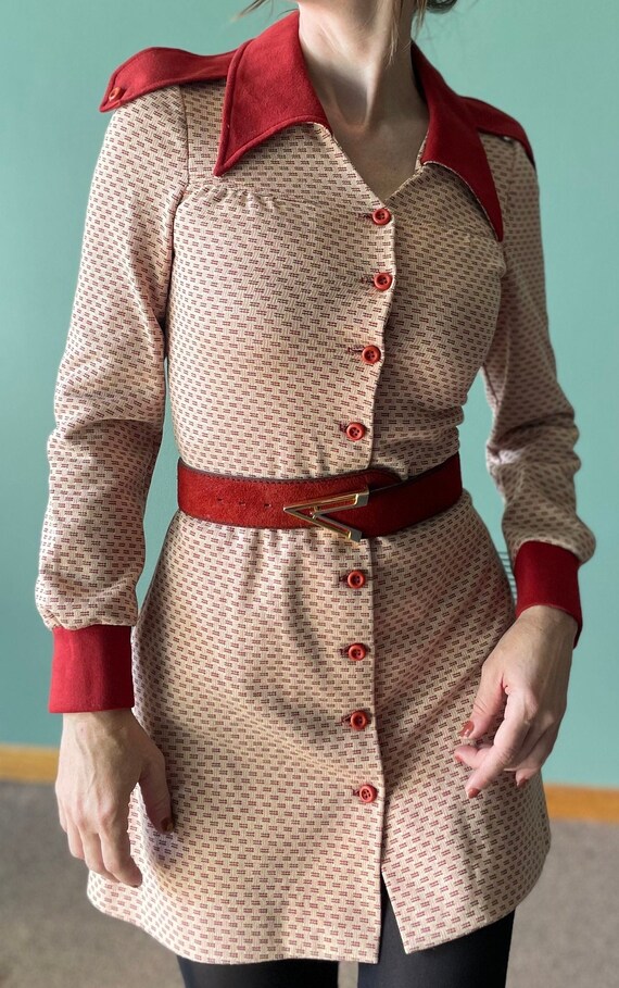 Louis Vuitton Pattern Print, Red 2000's Mini Dress US8, FR40 | M