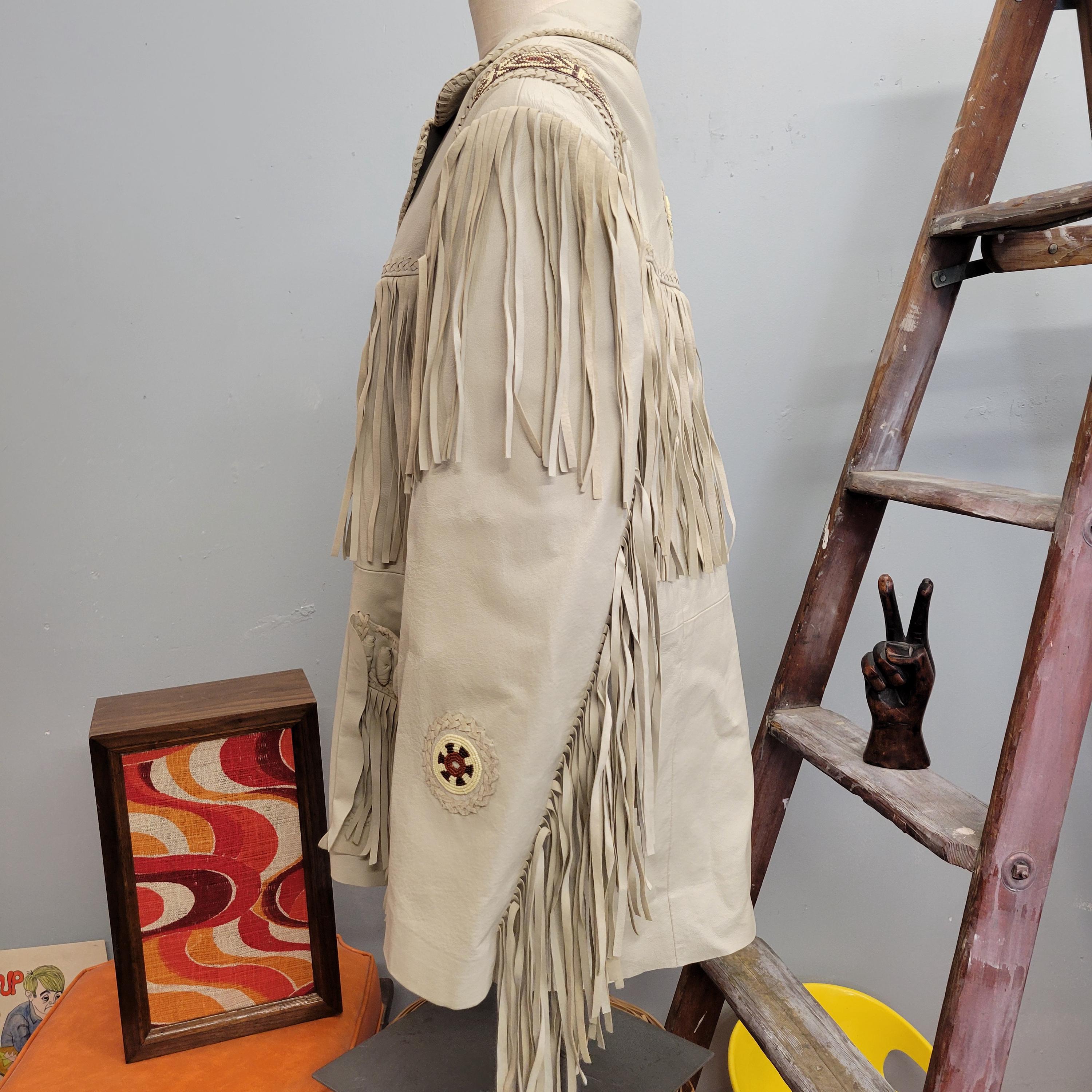 Vintage 70s Scully Leather Fringe Jacket: Embroidered Western Coat