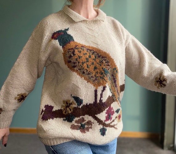 Bird print sweater sale