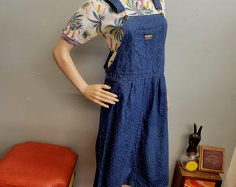 vtg 80s Women's OSHKOSH OVERALL DRESS, Dark Denim Pinafore