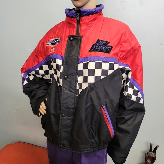 Vintage 90s Joe Rocket Ice Racing Jacket: XL Checkered Puffer Coat
