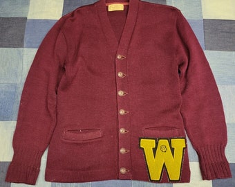 Vintage 40s 1950s Varsity Letter Jacket // Varsity Cardigan // Preppy Letterman Jacket
