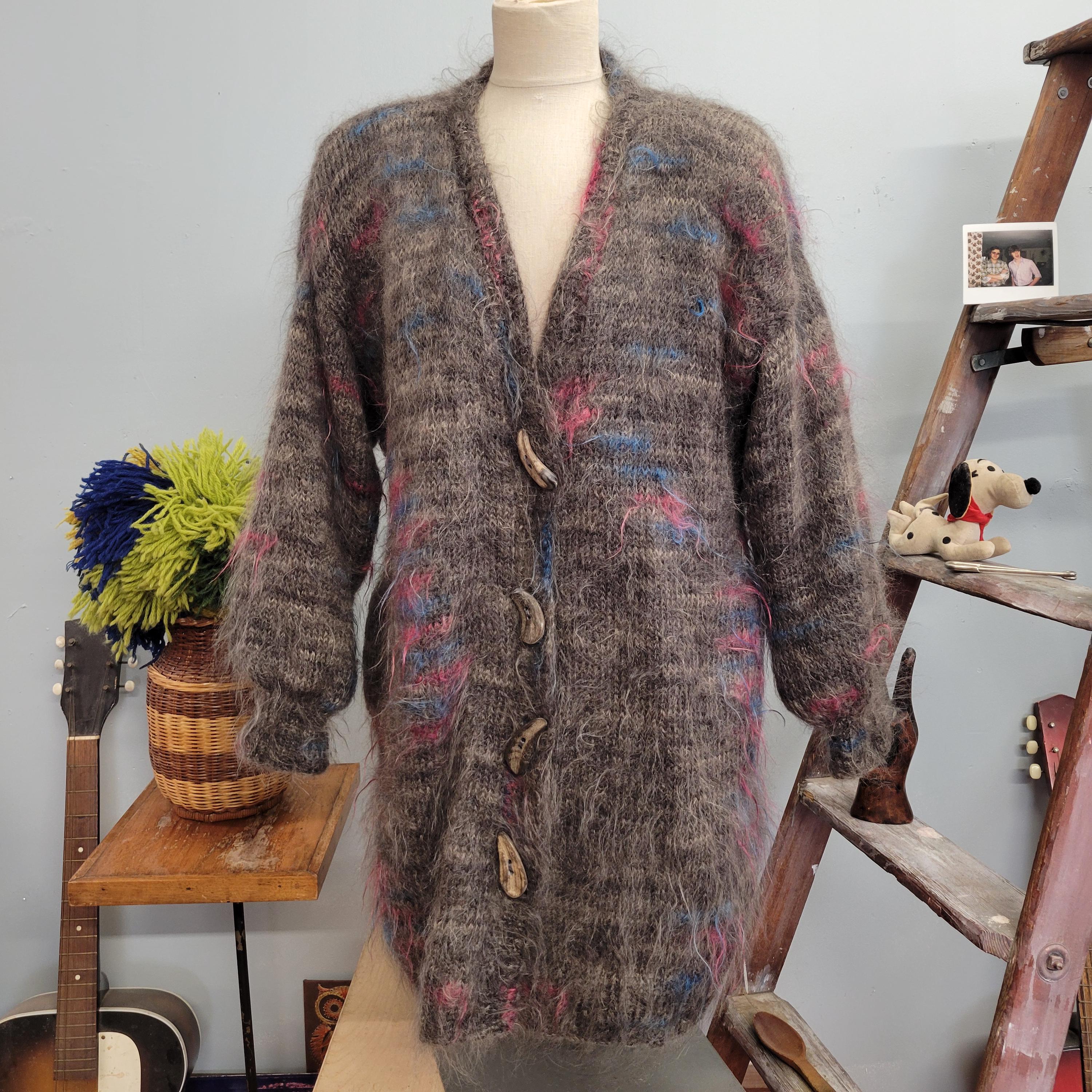 80〜90s made in Italy wool×mohair jacket 80s Handwoven Cocoon Jacket | One Size - Lucky Vintage