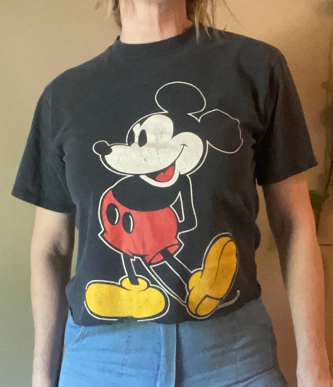 Vtg 90s MICKEY CUT OFF Shirt // Vintage Crop Top Pop Culture