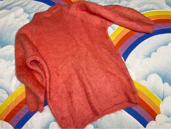 Vintage 60s Orange Mohair Sweater // Shaggy Mohai… - image 3