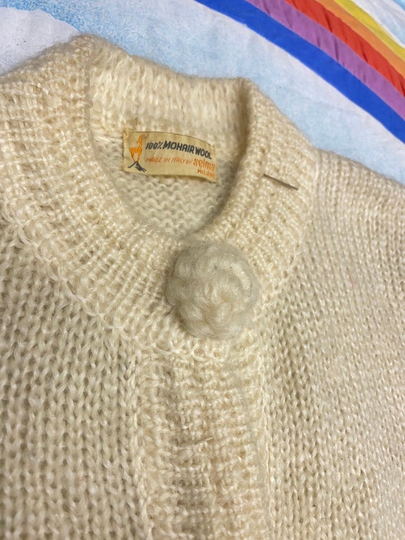 vtg cream 50s MOHAIR CARDIGAN sweater ꕤ ꕤ ꕤ ꕤ Big… - image 4