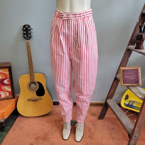 Vintage Black Pink Striped Pants S, Highwaisted Colorful