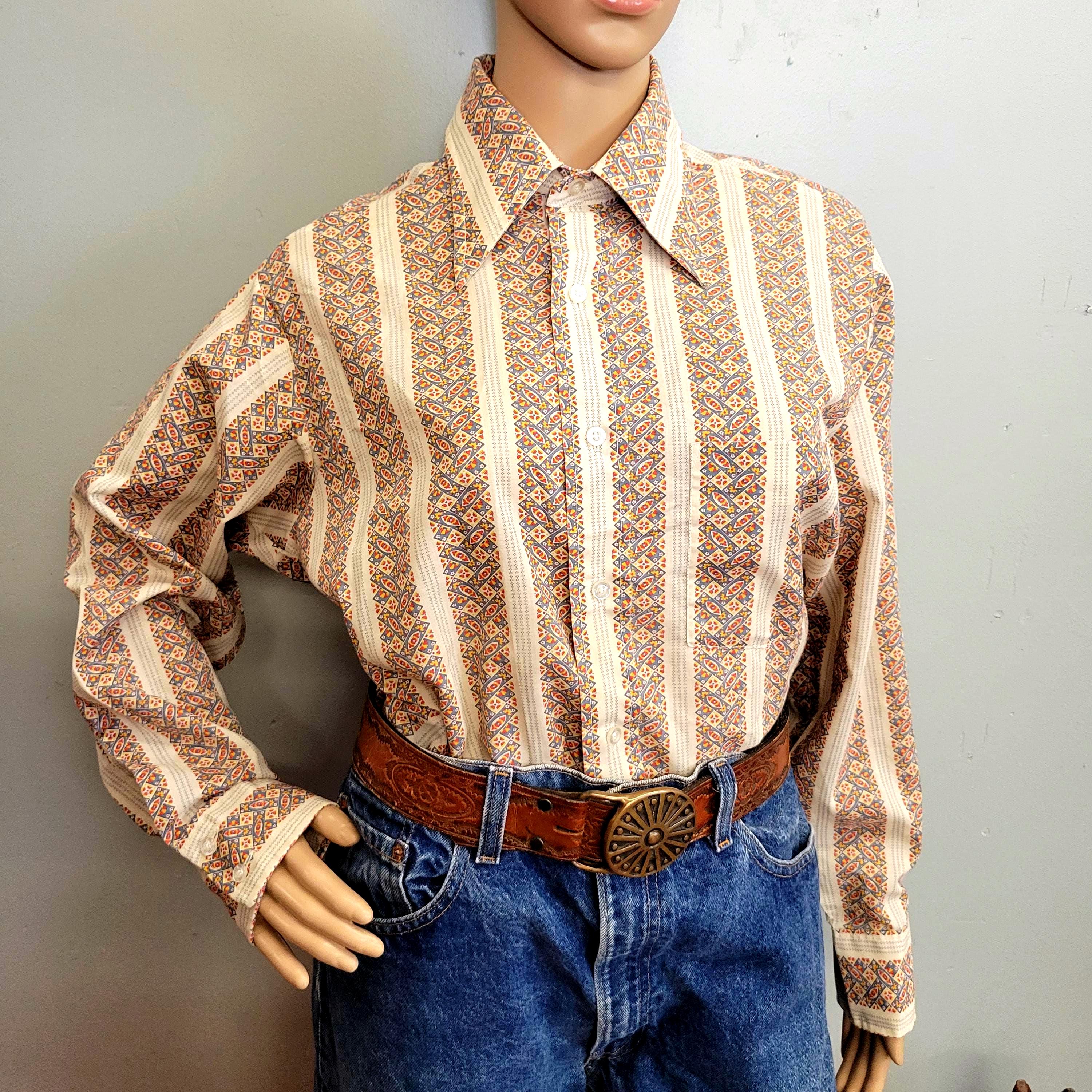 Vtg 70s Psychedelic WESTERN COLLARED Shirt : Vintage 417 Van 