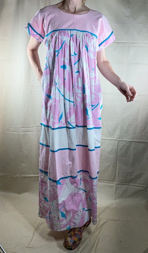 SALE! Vintage 70s pink & blue beach dress / Hilda… - image 5