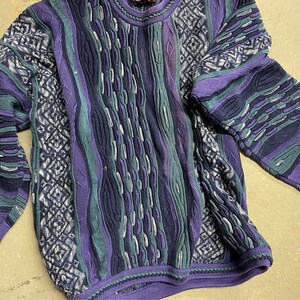Vintage 90s Coogi Style 3D Sweater // Tundra Abstract 3D Knit